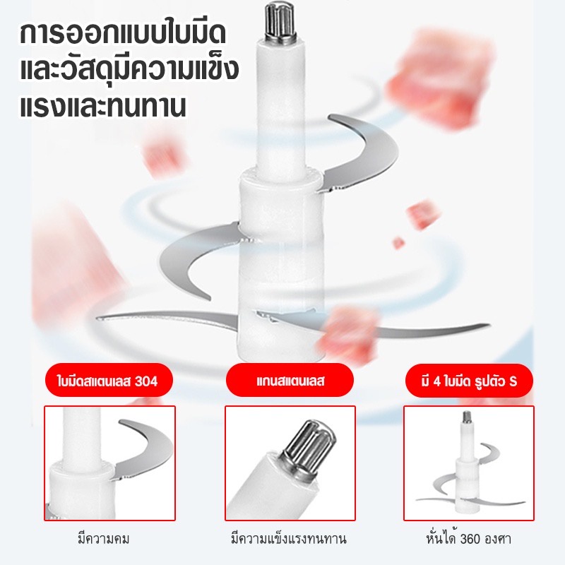 เครื่องปั่น 2L  เครื่องบด โถปั่น เครื่องบดเนื้อ 450W มัลติฟังก์ชั่น อัตโนมัติ เร็ว เสียงเบา เครื่องทำอาหารที่บ้าน - รูปที่ 2