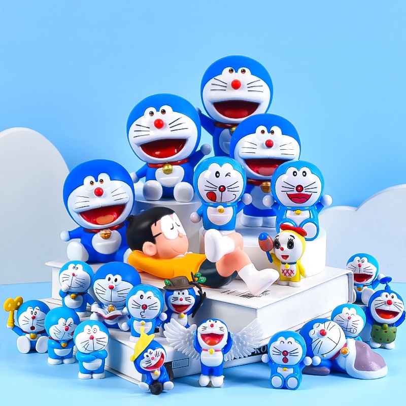 6ชิ้น เด็ก เค้ก ตกแต่ง สีฟ้า ลายการ์ตูน แมว ทิงเกอร์เบลล์ งานเลี้ยงวันเกิด