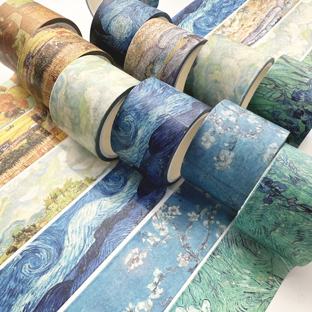 เทปวาชิ ลายภาพวาด Van Gogh สร้างสรรค์ สําหรับตกแต่งสมุดไดอารี่ อัลบั้ม DIY