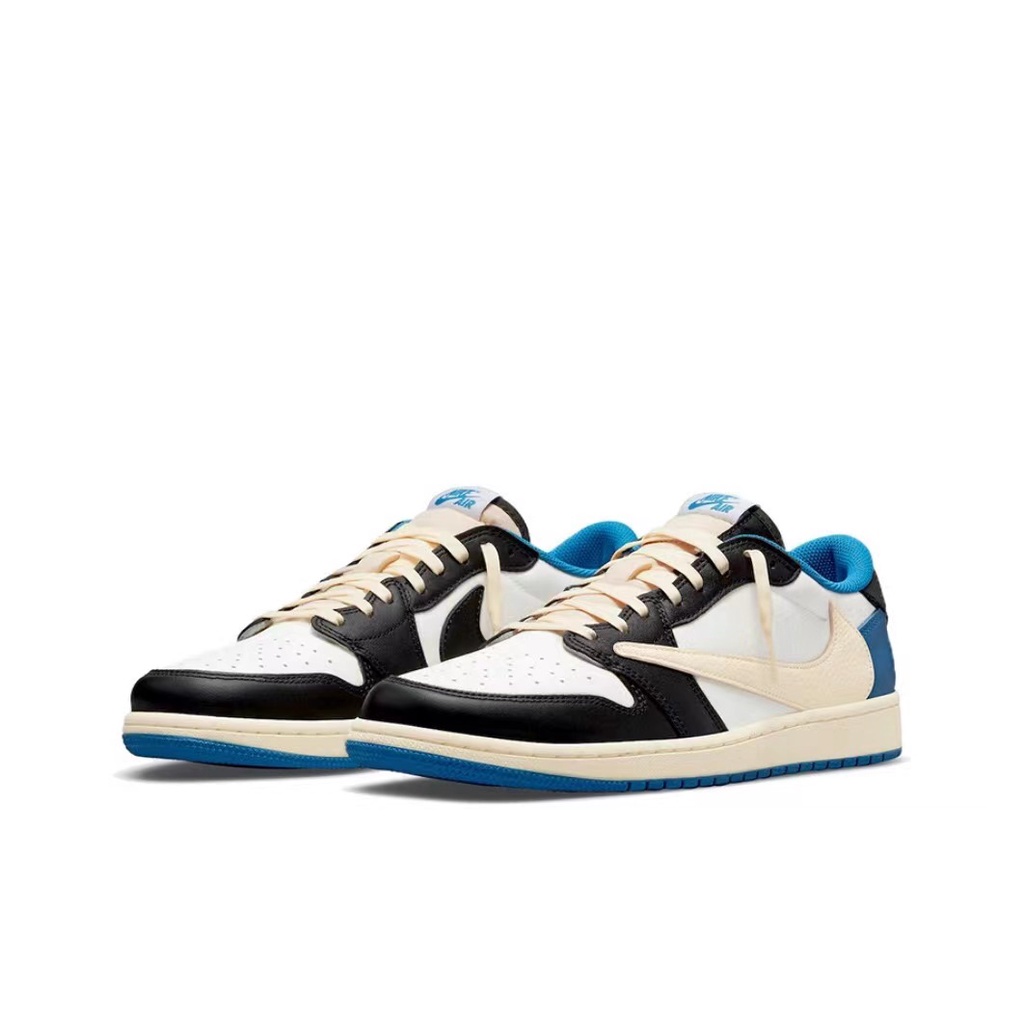 แท้💯% Nike Air Jordan 1 Low Fragment x Travis Scott WHITE BLUE BLACK DM7866-140