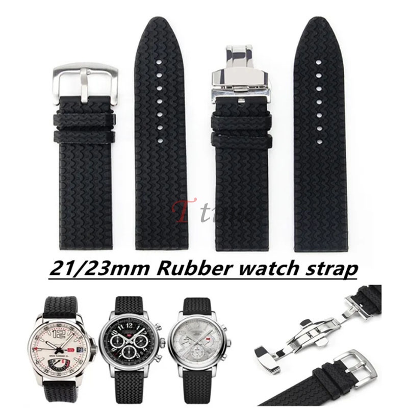 สายนาฬิกาข้อมือ 21 มม. 23 มม. สําหรับ Chopard MILLE MIGLIA 168511-30013015 สายนาฬิกาข้อมือ หัวเข็มขัดยาง แบบพับได้