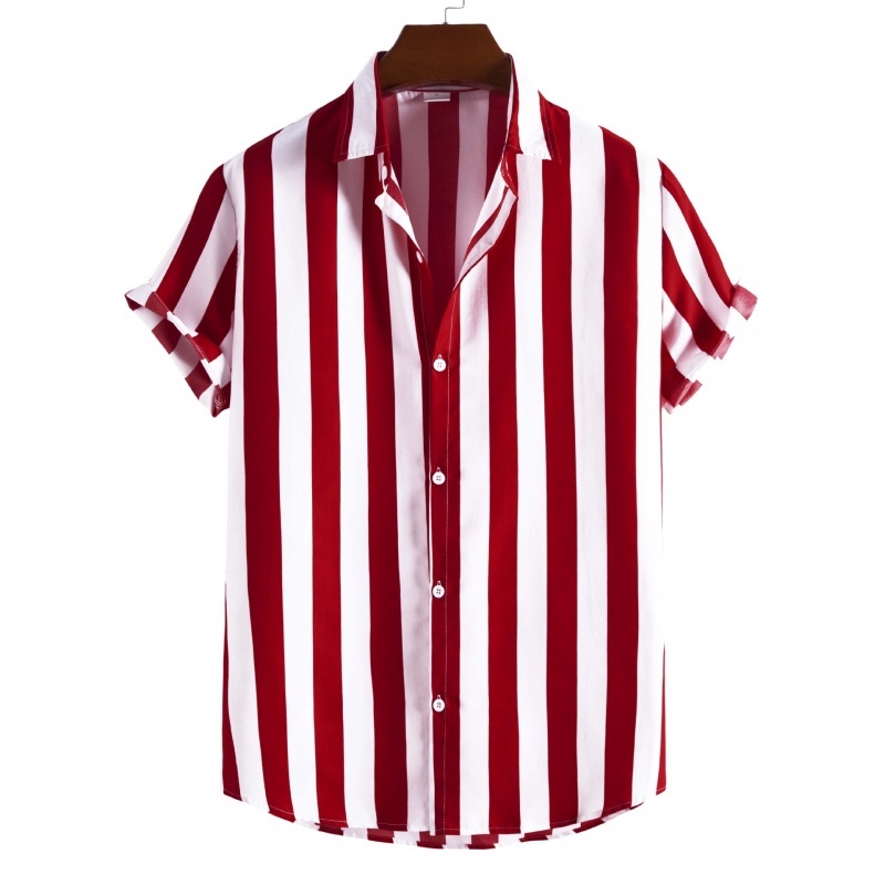 [ขายดี] เสื้อเชิ้ตแขนสั้น ทรงหลวม ลายทาง สไตล์ฮาวาย แฟชั่นฤดูร้อน สําหรับผู้ชาย