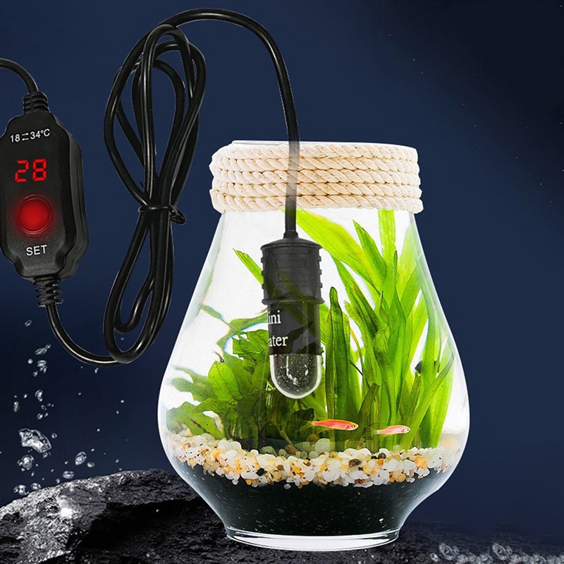 18-34 ° C Mini Aquarium Thermostat Aquarium เครื่องทําความร้อน Submersible ปรับอุณหภูมิชาร์จ USB - รูปที่ 7
