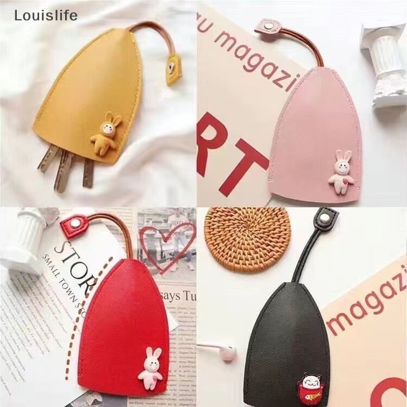 Llph พวงกุญแจรถยนต์ หนัง PU แบบดึงออก ลายการ์ตูนสัตว์น่ารัก ความจุขนาดใหญ่
