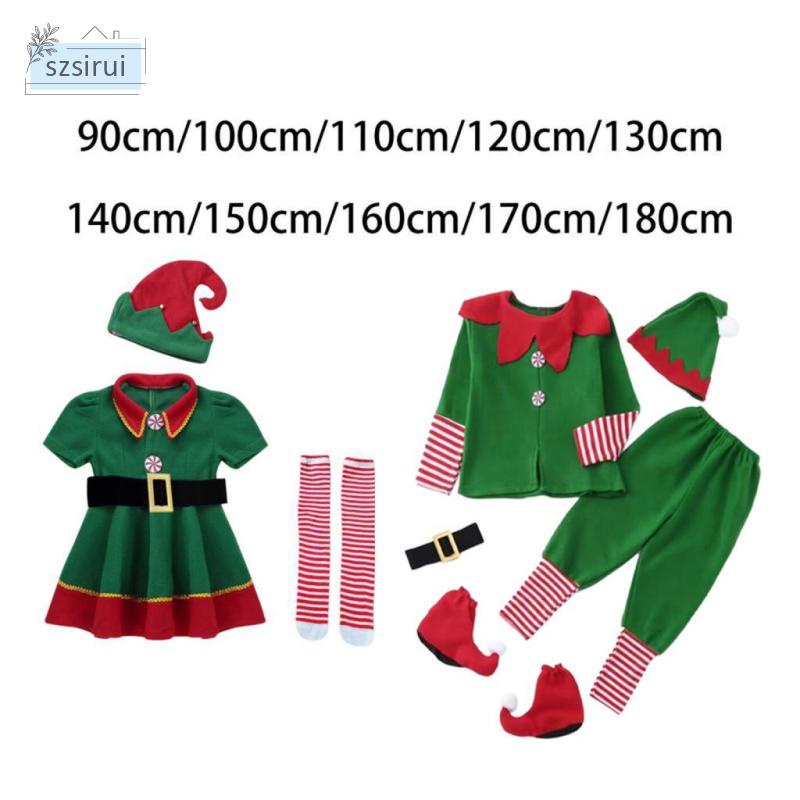 [szsirui] Elf Christmas Costume Clothes Photo Props Cosplay for Party Halloween Xmas