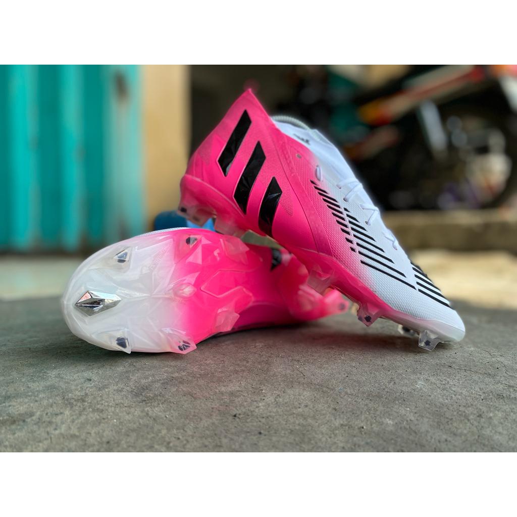สันทนาการ Soccer รองเท้าฟุตบอล Adidas Predator Edge .1 LZ FG - Solar Pink Black White