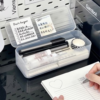 กล่องดินสอ แบบฝาพับ อเนกประสงค์ จุของได้เยอะ สีโปร่งใส สไตล์…