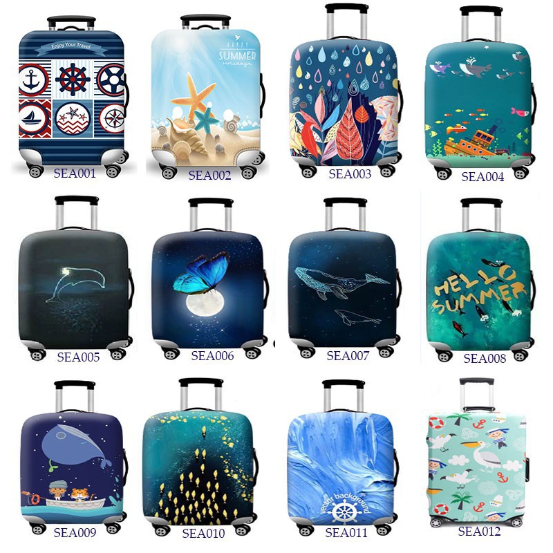 ผ้าคลุมกระเป๋าเดินทาง ผ้าสแปนเด็กซ์ แบบยืดหยุ่น ยืดหยุ่น Luggage Cover 18 20 22 24 26 28 30 32 นิ้ว 9XHB