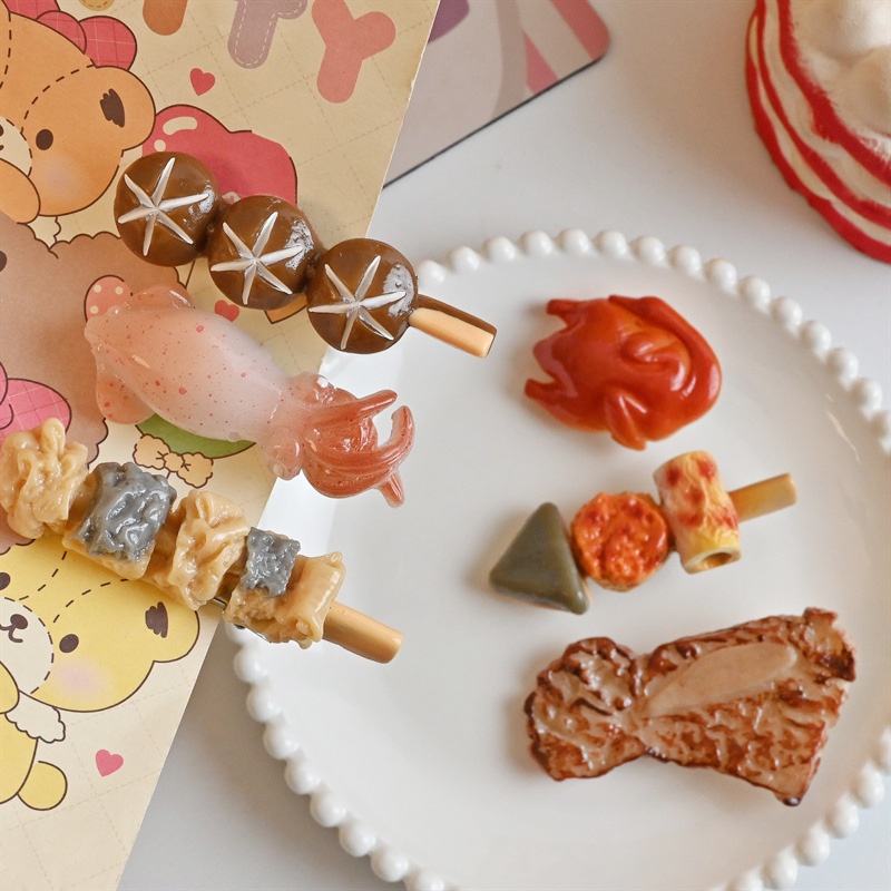 กิ๊บติดผมจําลอง รูปเห็ดย่างบาร์บีคิว ของเล่นตลก ไม่ซ้ําใคร แฟชั่นหรูหรา