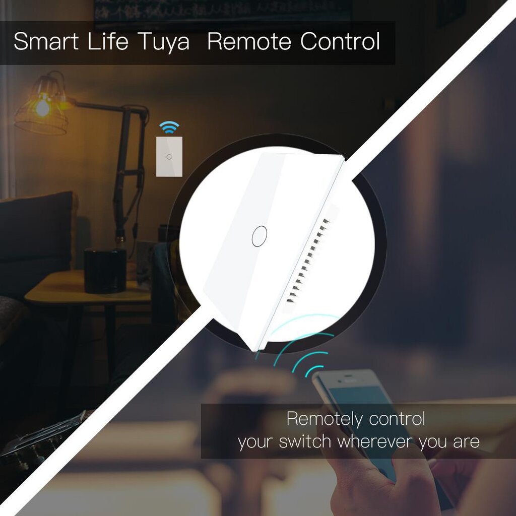 NEW Tuya แป้นสวิตช์ Wi-Fi เปิดปิด ตั้งเวลานอกบ้านได้ผ่านแอป  สั่งด้วยเสียง Google Home/Alexa Smart Wall Touch Switch