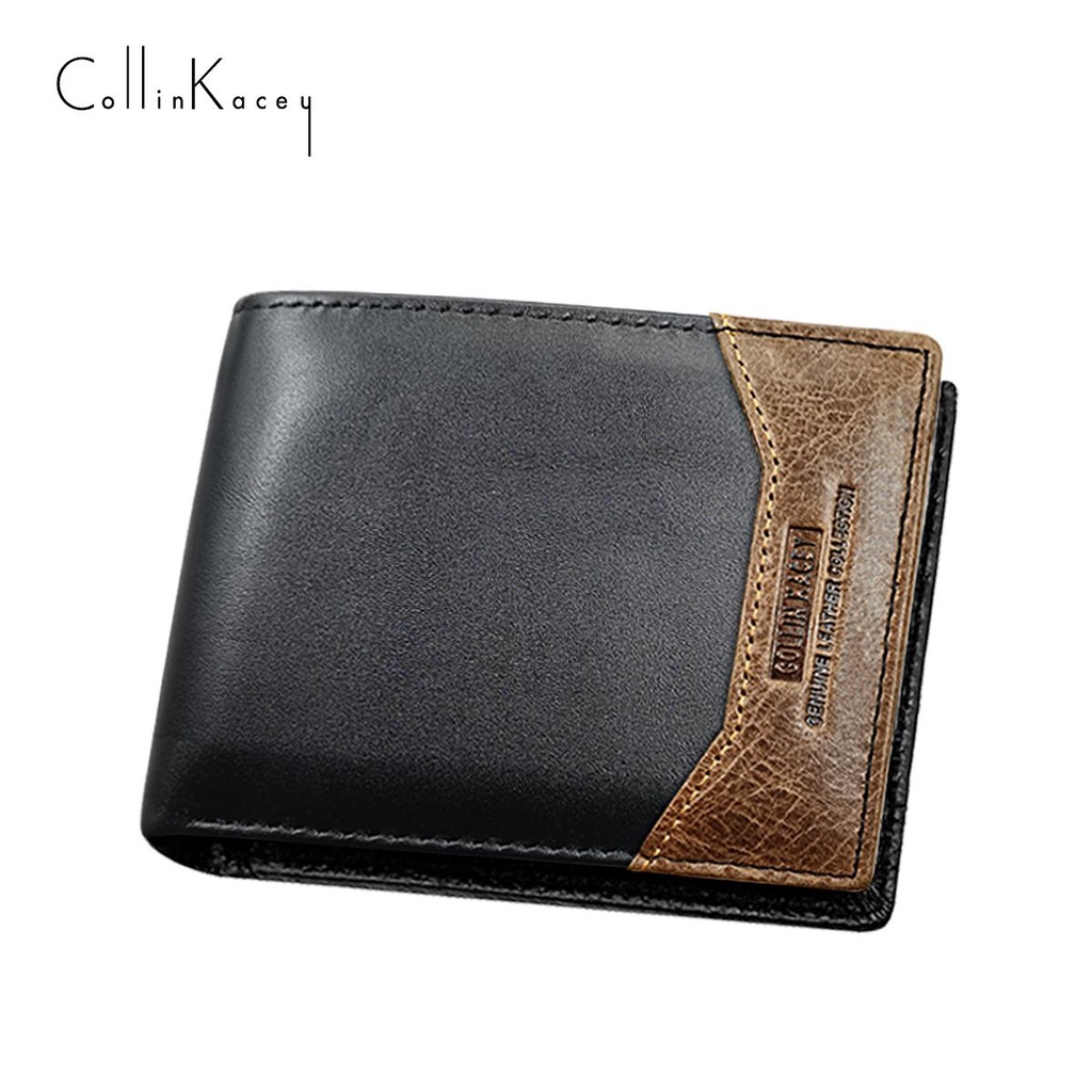CollinKacey A20 กระเป๋าสตางค์ผู้ชายหนังแท้ ใบสั้น ทนต่อการสึกหรอ ซื้อกระเป๋าสตางค์แถมเข็มขัด ฟรีกล่องใส่กระเป๋า