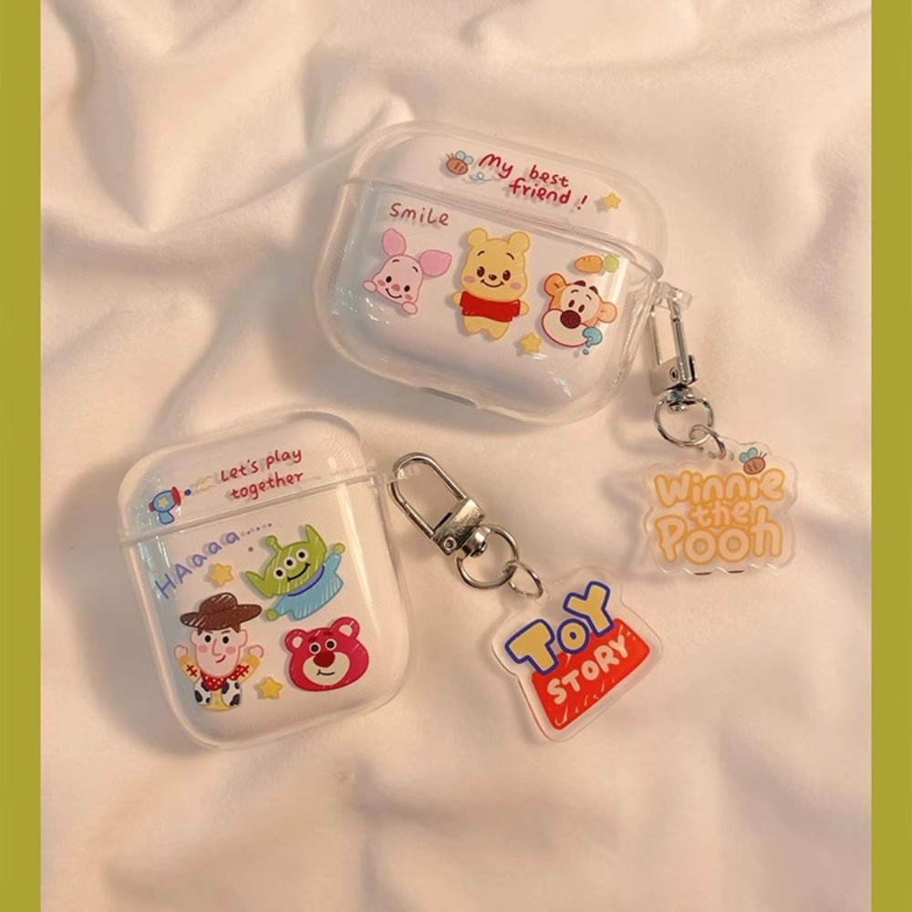 เคสหูฟังบลูทูธไร้สาย ซิลิโคนนุ่ม ใส ลายการ์ตูนดิสนีย์ วินนี่ เดอะ พูห์ ทอยสตอรี่ สําหรับ Airpods 1 2 3 pro pro2