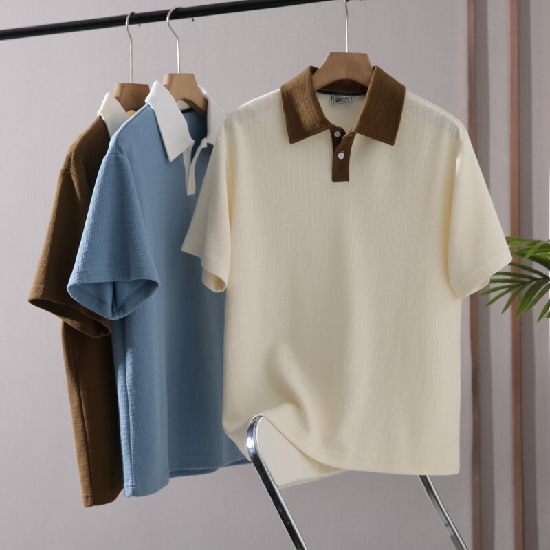 เสื้อโปโล แขนสั้น คอปก แฟชั่นสไตล์เกาหลี สําหรับผู้ชาย