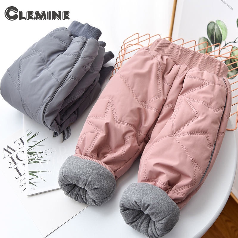 Clemineกางเกงผ้าฝ้าย แบบหนา สี่ชั้น แฟชั่นฤดูหนาว สําหรับเด็กผู้หญิง