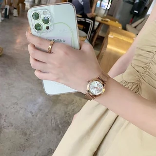 นาฬิกาข้อมือ Sanrio Kuromi Melody Cinnamon Hello Kitty สีโรสโกลด์ แบบแม่เหล็ก ดูดซับน้ําได้ สําหรับเด็กนักเรียน ให้เป็นของขวัญ