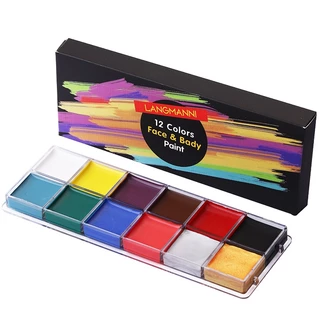COD สีเพ้นท์หน้า ชุดจิตรกรรม 12 สี สีเพ้นท์หน้าปาร์ตี้แฟนซี ภาพวาดสีน้ำมันถาดสำหรับการแต่งหน้า