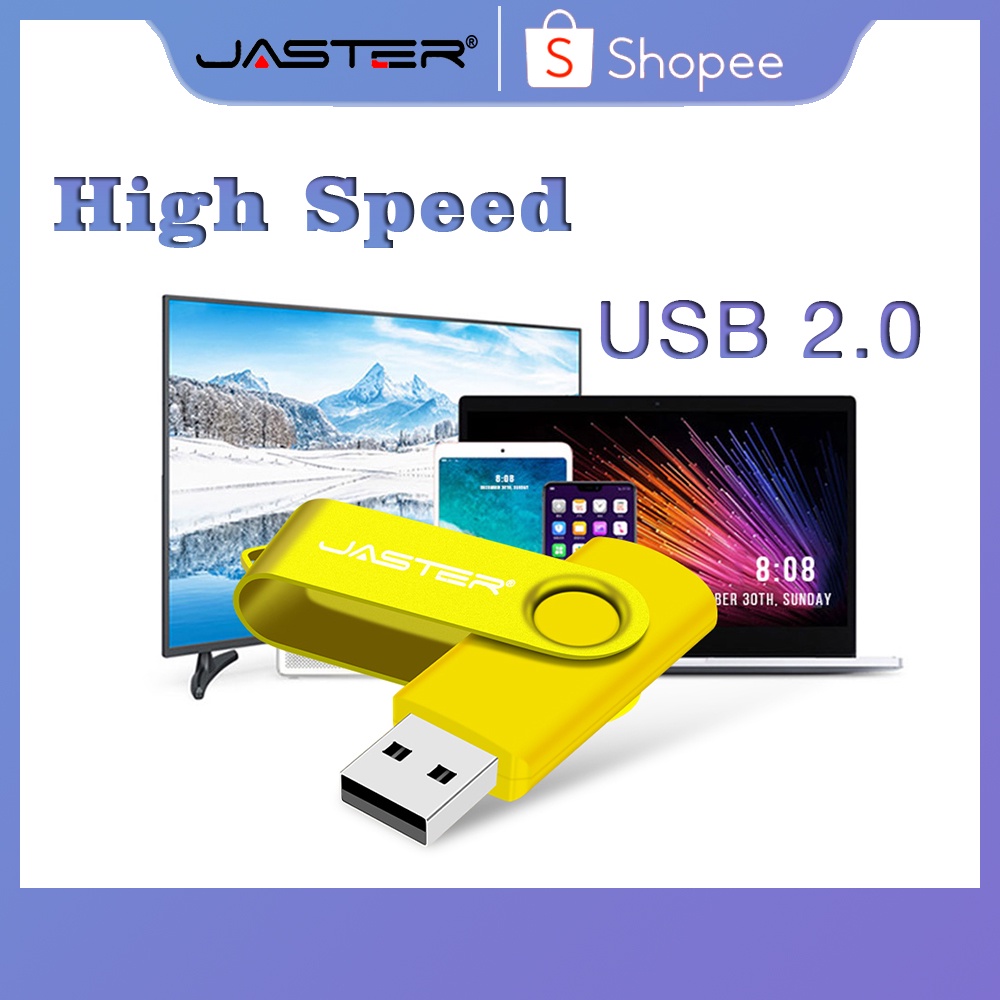 Jaster แฟลชไดรฟ์ USB 2.0 ความเร็วสูง 64GB 32GB 360 ° ไดรฟ์ USB 4GB 16GB 8GB กันน้ํา แบบพกพา หลากสี