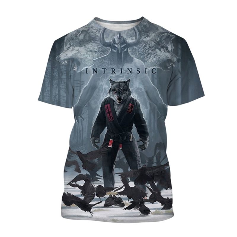 เสื้อยืดผู้ชาย BJJ Jujitsu ผู้ที่ชื่นชอบ Wrestle เสื้อผ้าแฟชั่น 3D สัตว์กราฟิกขนาดใหญ่เสื้อยืดลําลอง