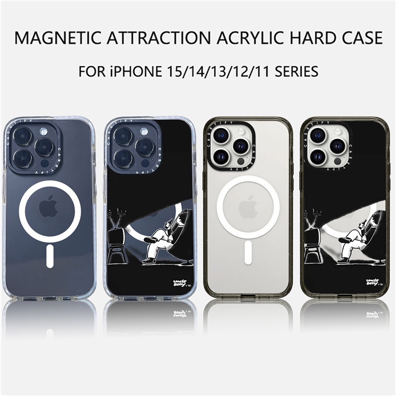 Casetify X เคสโทรศัพท์มือถืออะคริลิค TPU แบบแข็ง ขอบขาวดํา พร้อมกล่อง สําหรับ Apple IPhone 11 12 13 14 15 Pro Max