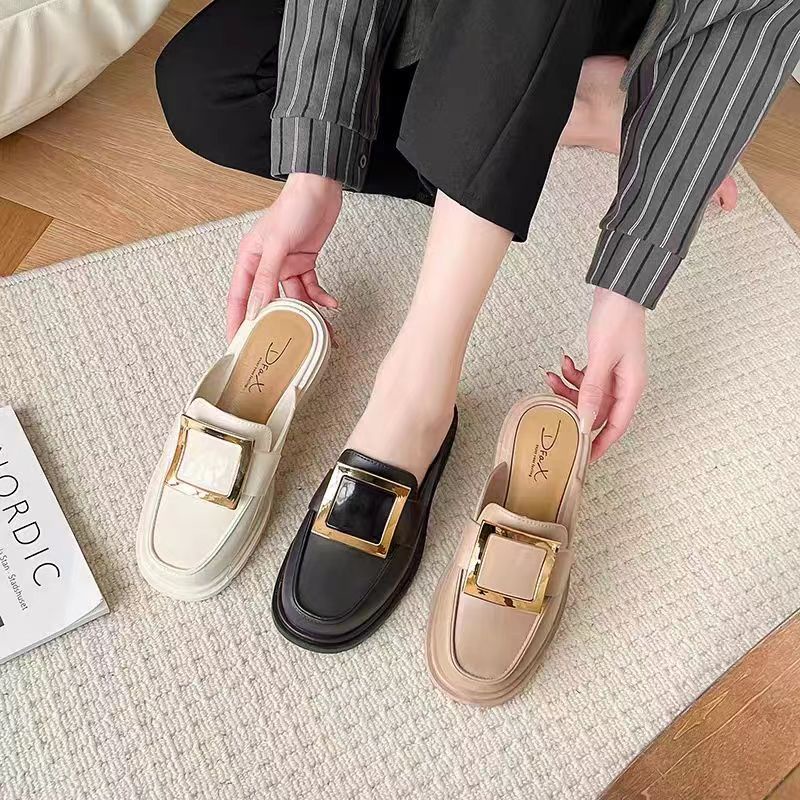 EnJoy  พร้อมส่ง (TO-DM) มาใหม่!! รองเท้าแบบสวม รองเท้าสวมเปิดส้น  วัสดุทำจากยางอย่างดี สุด ดีเทลอะไหล่ทอง เรียบหรู ราคา ถูกที่สุด ดีลบีเคเค แกลเลอรีภาพที่ 5