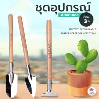 [ เซต 3 ชิ้น ] ชุดอุปกรณ์ปลูกต้นไม้ #สแตนเลส เซตจัดสวน อุปกรณ์ปลูกแคคตัส เครื่องมือทำสวน