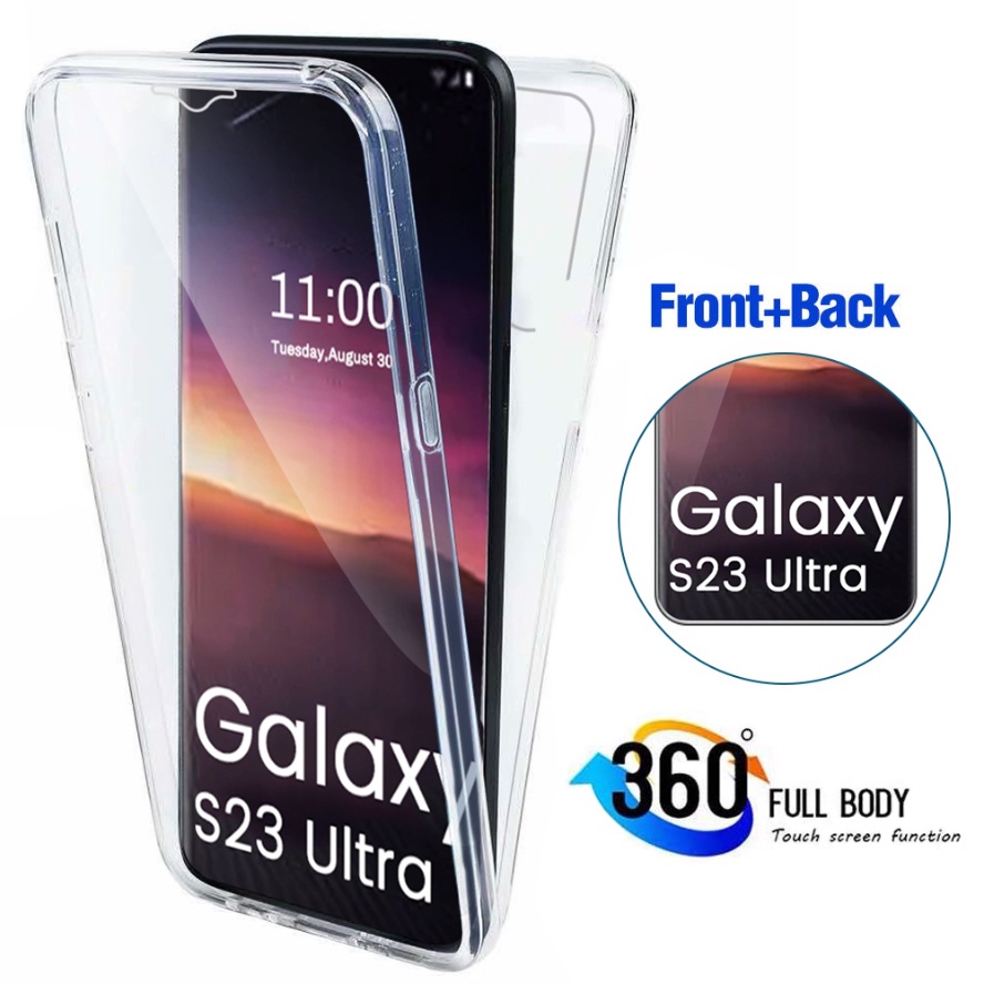 360° เคสโทรศัพท์มือถือ PC TPU แบบใส สองด้าน กันกระแทก สําหรับ Samsung Galaxy S24 S23 S22 S21 S20 Ultra Plus FE 5G S24Ultra S23FE