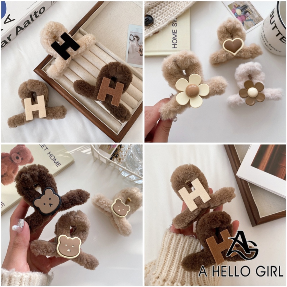 A HELLO GIRL กิ๊บติดผม ผ้ากํามะหยี่ขนนิ่ม ลายตัวอักษร ฉลาม แฟชั่นฤดูใบไม้ร่วง และฤดูหนาว สําหรับผู้หญิง 2024