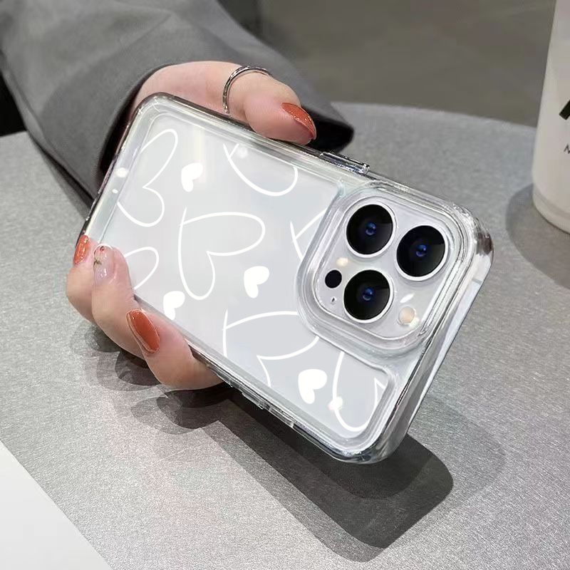 เคสโทรศัพท์มือถือแบบนิ่ม ใส กันกระแทก ลายหัวใจ สีขาว สําหรับ Xiaomi Redmi 12 Note 11 12 13 Pro Plus 5G Turbo 12S 11 11S 10 10S 9S Pro Redmi 13C 10C 12C - รูปที่ 3