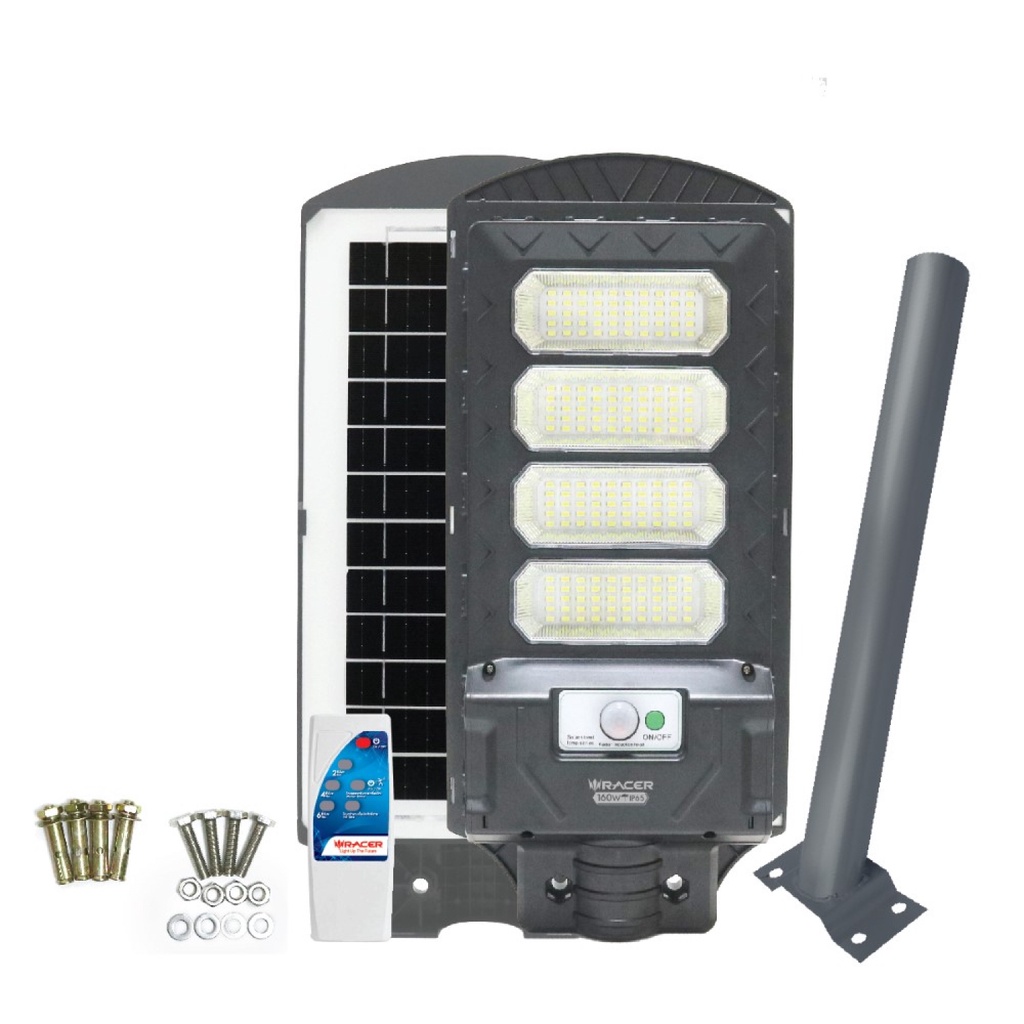 GlobalHouse  RACER โคมไฟถนนโซลาร์เซลล์ LED 160W 6500K รุ่น MULTI BRIGHT แสงเดย์ไลท์  สินค้าของแท้คุณ