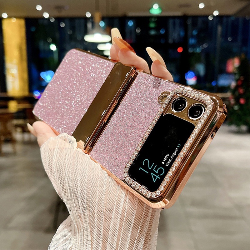 เคสโทรศัพท์มือถือ ป้องกันกระแทก ประดับกลิตเตอร์ วิบวับ สําหรับ Samsung Galaxy Z Flip5 4 3 5G