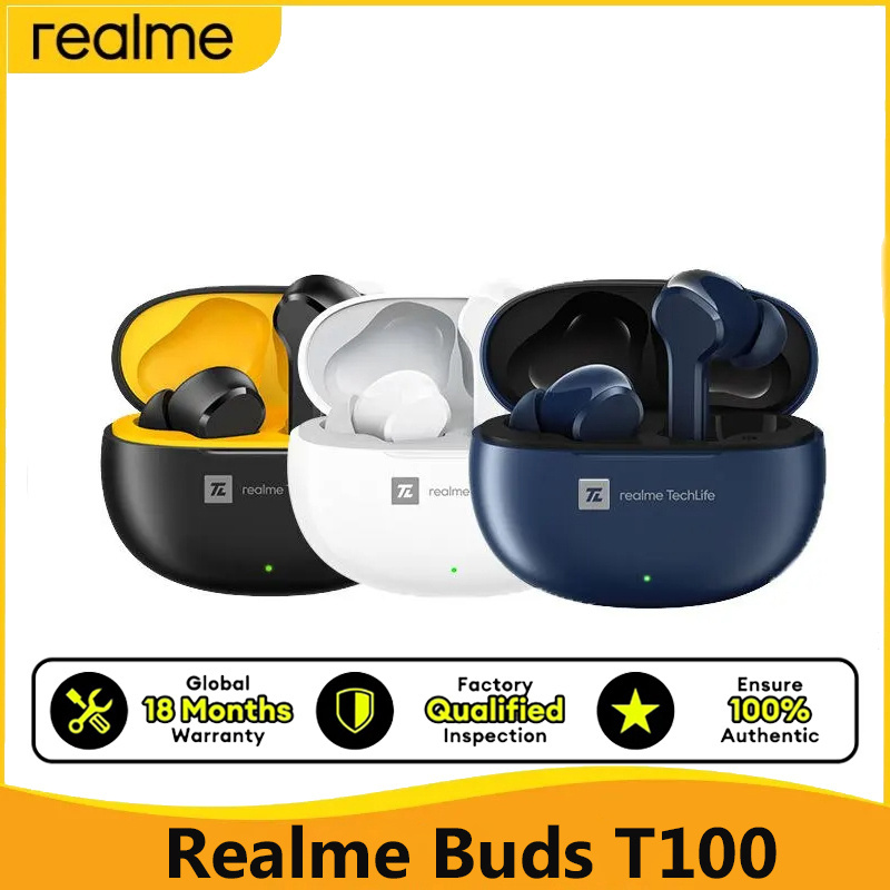 ของแท้ หูฟังไร้สาย Realme Buds T100 AI แบตเตอรี่ยาว 28 ชั่วโมง IPX5 กันน้ํา