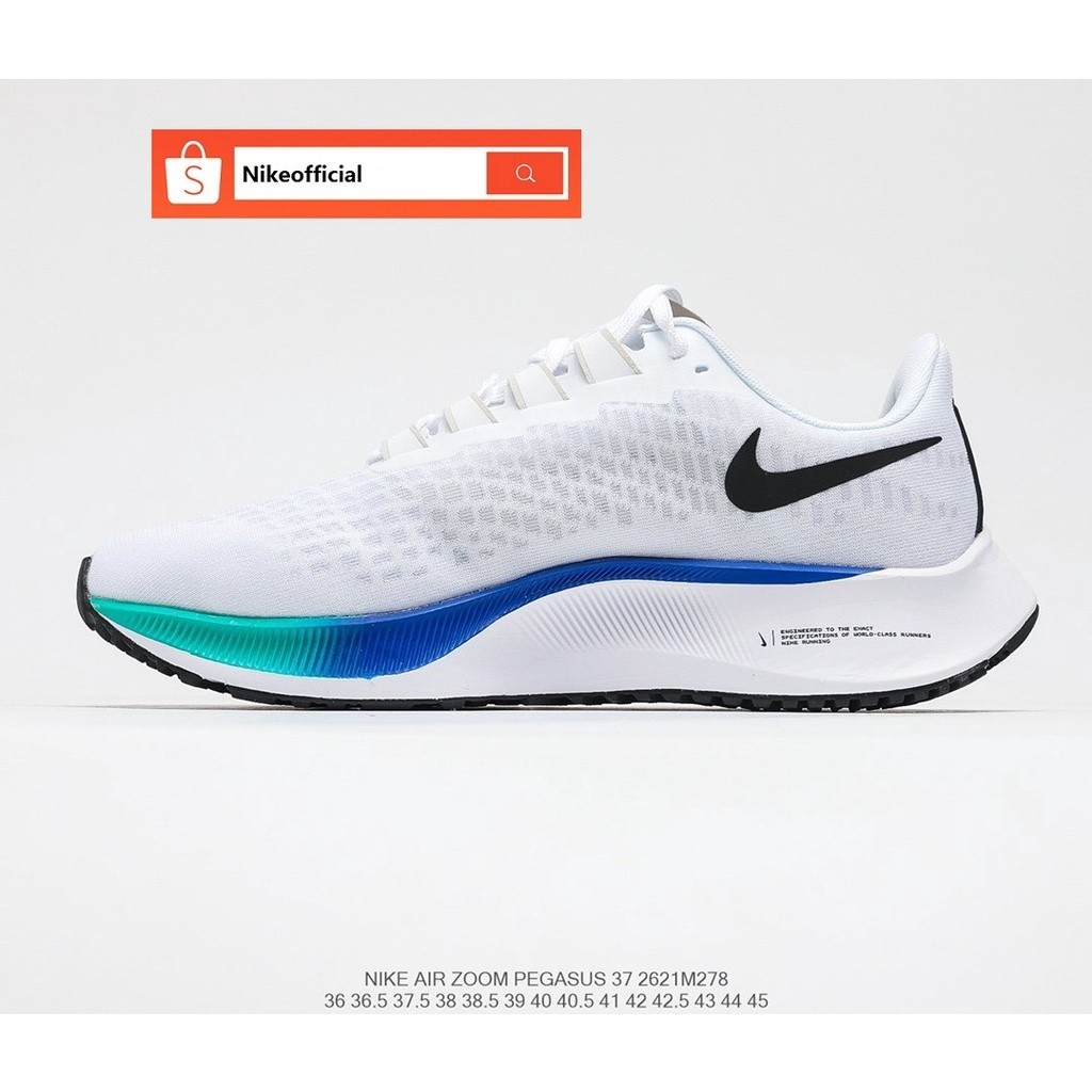 【 2 สี】ของแท้ 100% NIKE Zoom Pegasus 37 Turbo 2 รองเท้าวิ่งสีขาว/ดำสำหรับผู้ชายและผู้หญิง  แฟชั่น