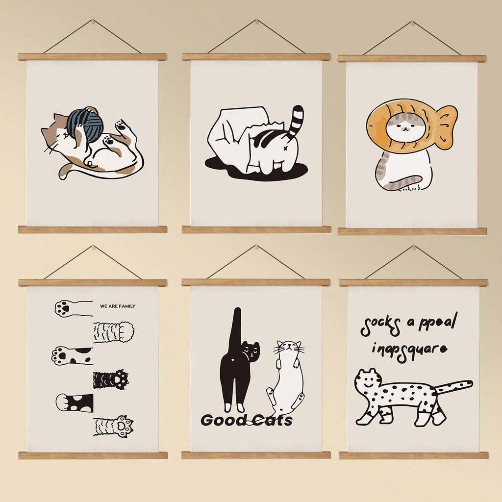 50x70 ซม.โมเดิร์น Minimalist น่ารัก Crtoon Cat Art Wall ภาพวาดตกแต่งห้องนั่งเล่นห้องนอนห้องเด็กตกแต่งภาพวาด Wall โปสเตอร์ Wall Art วาดพื้นหลังแขวนผนังภาพวาด