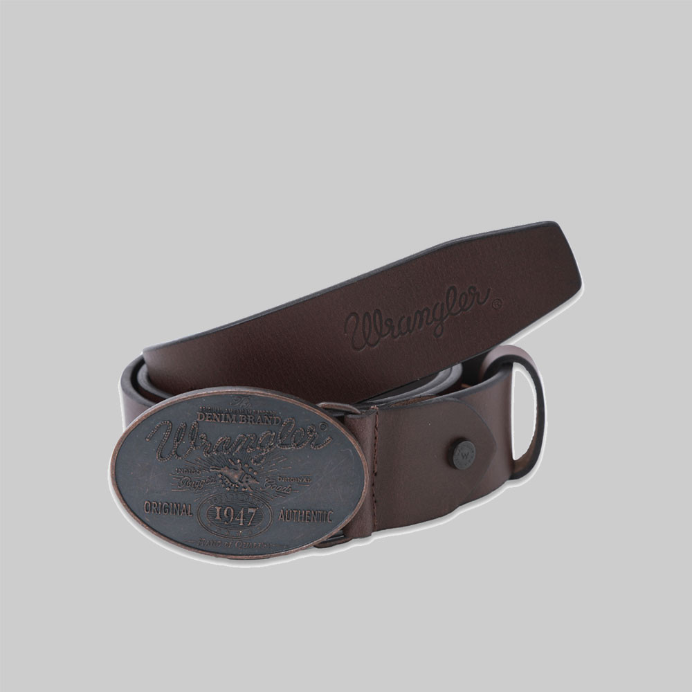 WRANGLER เข็มขัดหนังแท้ผู้ชาย รุ่น WR F324MBELN42 สีน้ำตาลเข้ม