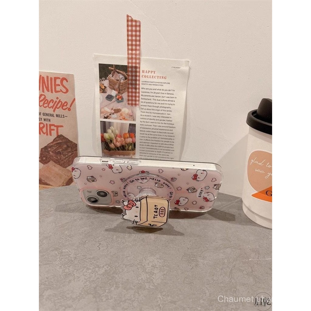 แมวสีชมพูพร้อมขาตั้งแม่เหล็ก รองรับเคสโทรศัพท์แม่เหล็ก iPhone 15 Pro Max 13/กันกระแทก 14 Plus/รูใหญ่ 12/11 เคสนุ่ม 8P น่ารัก XS R5TA - รูปที่ 5