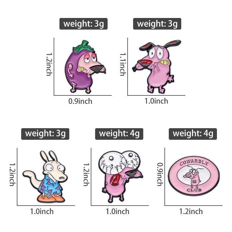 Courage The Cowardly Dog Animation Puppy เข็มกลัดน่ารักตลกสีชมพูสัตว์เคลือบ Badge กระเป๋าเป้สะพายหลังอุปกรณ์เสริมของขวัญสําหรับเพื่อน