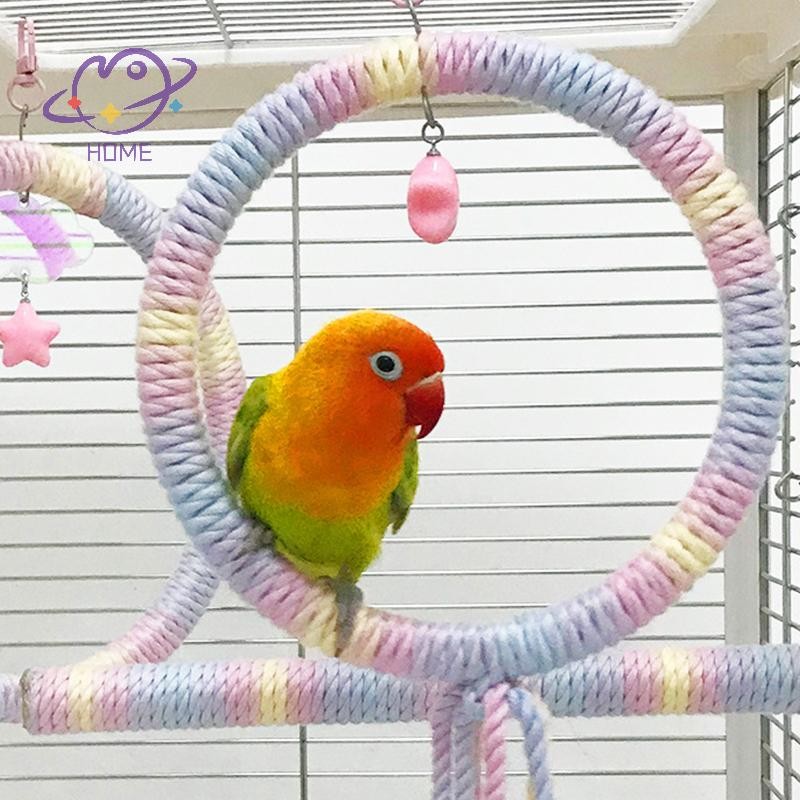 [เมย์โฮม] ผ้าฝ้ายสีเสานกแก้วยืดหยุ่นแขวนคลิปแกว่งที่มีสีสันคอนหมุนสบายนกเชือกฝ้ายแกว่งอุปกรณ์สัตว์เลี้ยง {ไทย} - รูปที่ 4