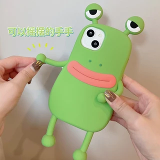 ซิลิโคนเหลวซุปเปอร์เคสป้องกันพร้อมกบปากไส้กรอกสีเขียวเข้ากันได้กับ iPhone 17 16 15 14 11 13 12 Pro Max 6 7 8 plus XR XS Max Zhao เคสป้องกันเดียวกัน