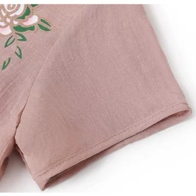 เสื้อยืดคอกลมแขนสั้นลายดอกไม้ผู้หญิงชุดลําลอง + กางเกงขายาวสองชิ้นขากว้างตรงแฟชั่นใหม่ชุดหลวมทุกการแข่งขัน - รูปที่ 6