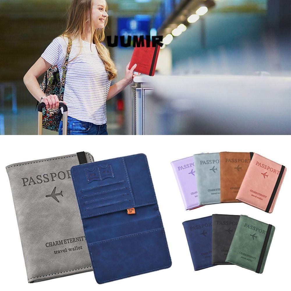 ฝาครอบหนังสือเดินทาง UUMIR RFID, คลิปกระเป๋าสตางค์หนังสือเดินทางมัลติฟังก์ชั่นบางเฉียบ, ที่ใส่บัตรประจําตัวหนัง PU Travel