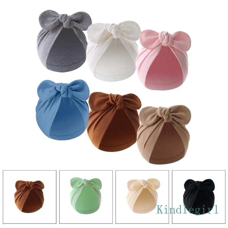 Elegan Baby Bowknot Beanie หมวกขนาดใหญ่หมวกสําหรับทารกแรกเกิดเด็กผู้หญิง 0-12M Soft Breathable Headdress Universal Photo H
