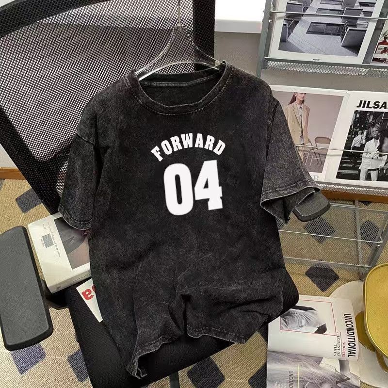 （จัดส่งตลอด 24 ชั่วโมง）เสื้อยืดฟอก oversize ผ้าฝ้าย 100% รูปที่ 6