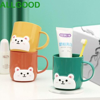 Allgoods แก้วน้ําพลาสติก ลายการ์ตูนหมีน่ารัก ความจุขนาดใหญ่ พร้อมที่จับ แบบพกพา สําหรับเดินทาง