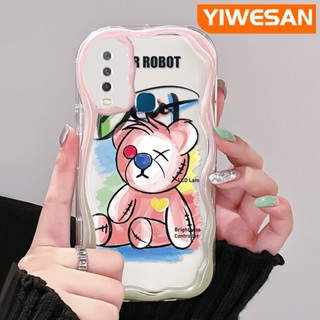 เคสโทรศัพท์มือถือแบบนิ่ม ใส กันกระแทก ลายการ์ตูนหมีน่ารัก สีชมพู สําหรับ VIVO Y12 Y15 Y17 Y12i Y3 Y3s 2020