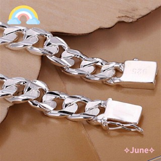 June สร้อยข้อมือ หัวเข็มขัดสี่เหลี่ยม สองสี เครื่องประดับ สําหรับผู้ชาย