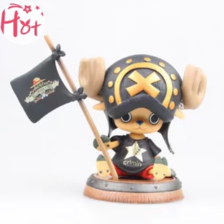 Goldensquare GE โมเดลฟิกเกอร์ PVC รูปปั้นอนิเมะ One Piece Chopper พร้อมธง ขนาด 9 ซม. สําหรับตกแต่งรถยนต์