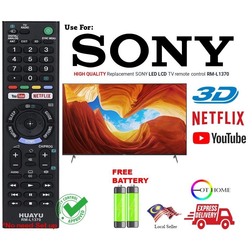 Sony Bravia rm-l1370 LED LCD สมาร์ททีวีรีโมทคอนโทรลพร้อม youtubenetflix rmt-tx300p rmt-tx300e rmt-tx