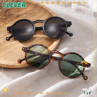 Clever แว่นตากันแดด ทรงกลม สไตล์เกาหลีวินเทจ UV400 สําหรับผู้หญิง