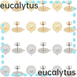 Eucalytus1 ต่างหูสตั๊ด สเตนเลส รูปดอกไม้ สีทอง สีเงิน สําหรับทําเครื่องประดับ แฮนด์เมด