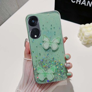 เคสโทรศัพท์มือถือ ซิลิโคนนิ่ม ปิดด้านหลัง ลายผีเสื้อ ท้องฟ้ากลางคืน หรูหรา สําหรับ OPPO Reno 8T 5G Reno8 T 4G Reno8T